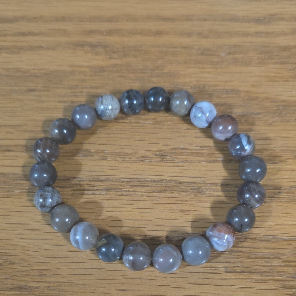 Semi-Precious Stone Bead Stretch Bracelet - Earth Tones